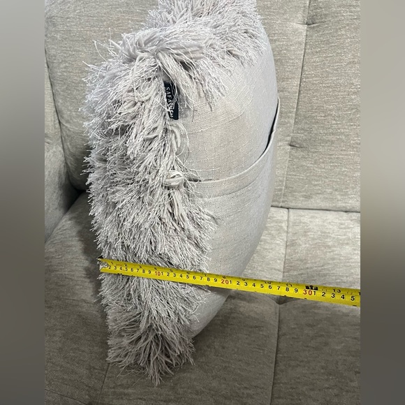 SAFAVIEH Two Large Gray Shag Metallic Silver Decorative Throw Pillows - Picture 16 of 17